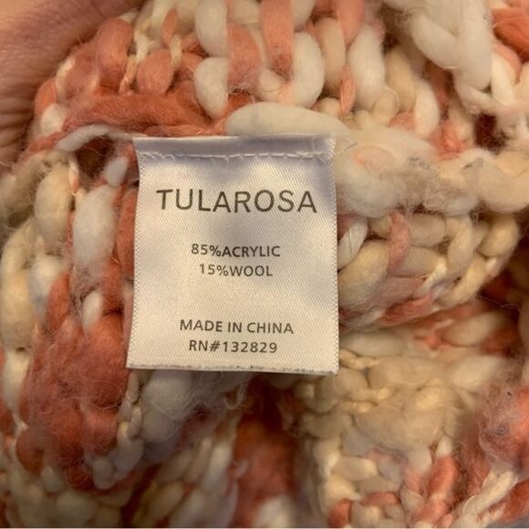 Sz XS Tularosa Revovle Chunky Knit Pink & Cream Wool Oversized Sweater Cardigan - Picture 9 of 11